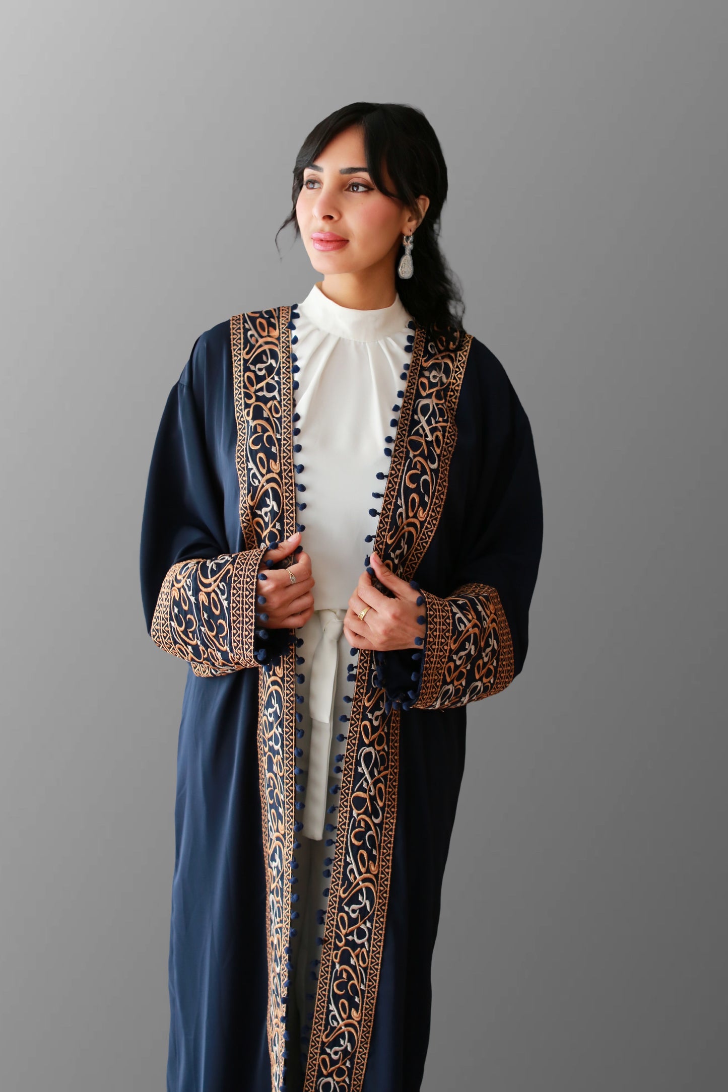 Kimono 3 pièces avec broderie calligraphie arabe