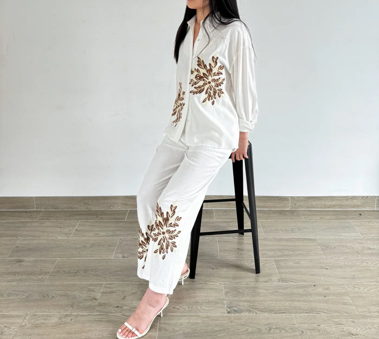 Ensemble Chemise et Pantalon en Lin Beige