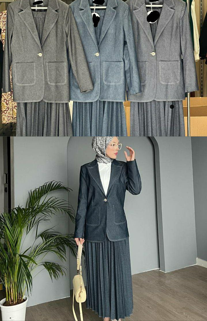 Ensemble blazer avec sa jupe longue plissée