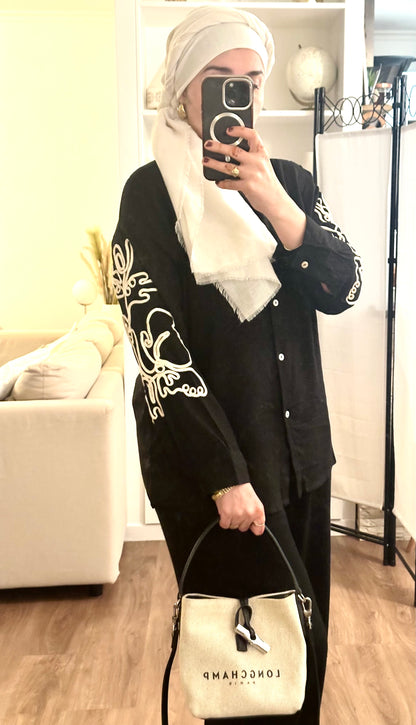 Ensemble Noir en Lin – Chemise et Pantalon