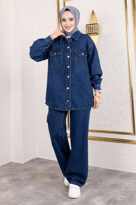 Ensemble en jean bleu marine
