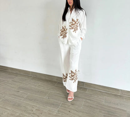 Ensemble Chemise et Pantalon en Lin Beige
