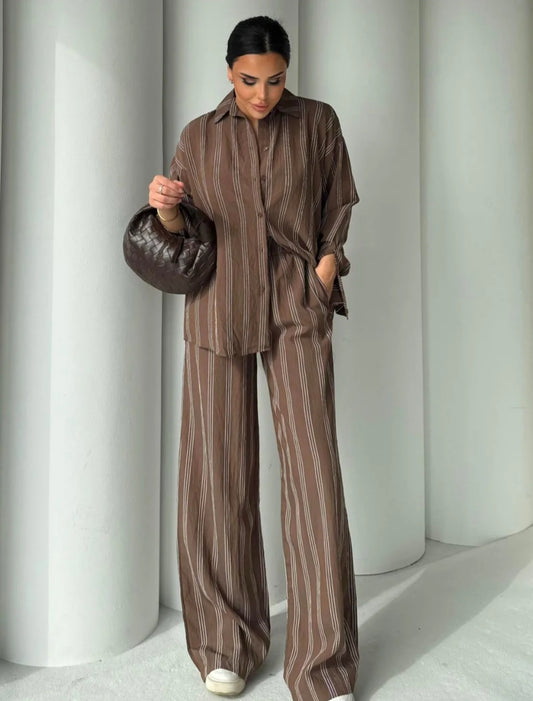Ensemble à Rayures Marron